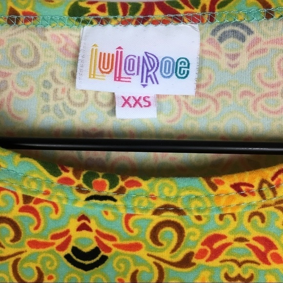 LULAROE Irma Tunic Top Leggings Material Hi Lo Hem Retro Mod Print Size XXS NWT - Picture 7 of 11